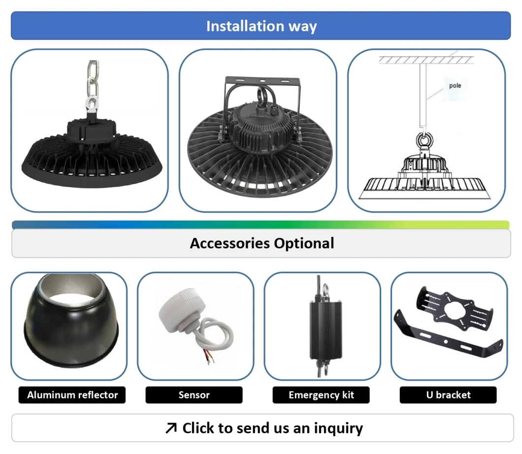 IP65 Industrial Pendant Lamp 60W 80W 100W 150W LED Light Warehouse Lighting Highbay Light LED 200W 300W 400W 500W UFO High Bay Light