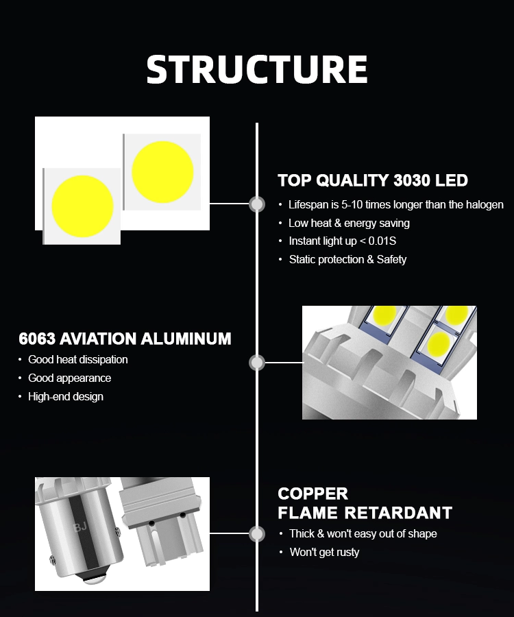 Auto Lighting System Supplier 3030 16SMD P21W Turn Signal LED Light T20 Bau15s W21W 1156 1157 LED Bulb